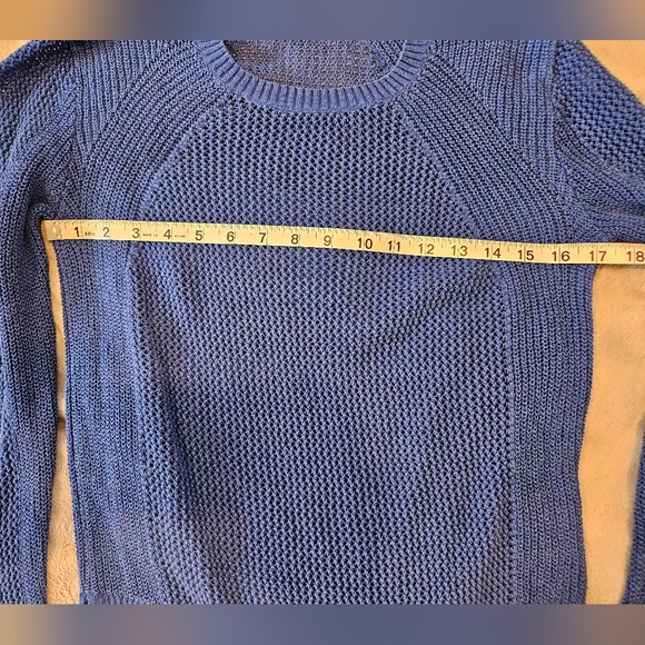 Athleta Blue Open Knit Long-sleeve Pullover, Sz. M - Picture 5 of 9